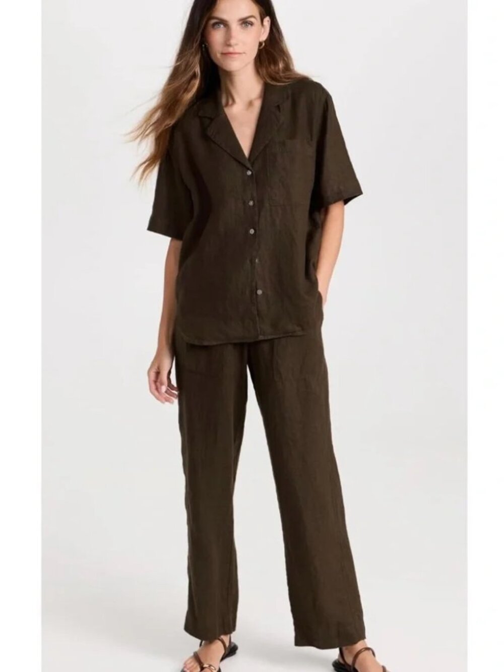 Ayr The Pool Boy Linen Top In Sicilian Umber Size Small View 2